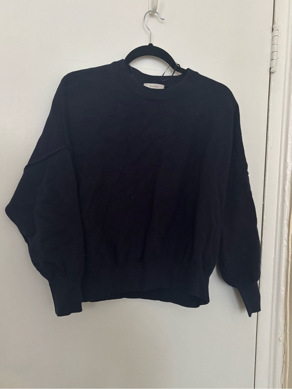 Elodie Raw Hem Sweater in Navy